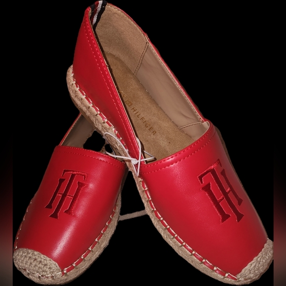 Tommy Hilfiger Bold Red Slip-On Espadrilles 6 1/2 Size - Picture 3 of 17